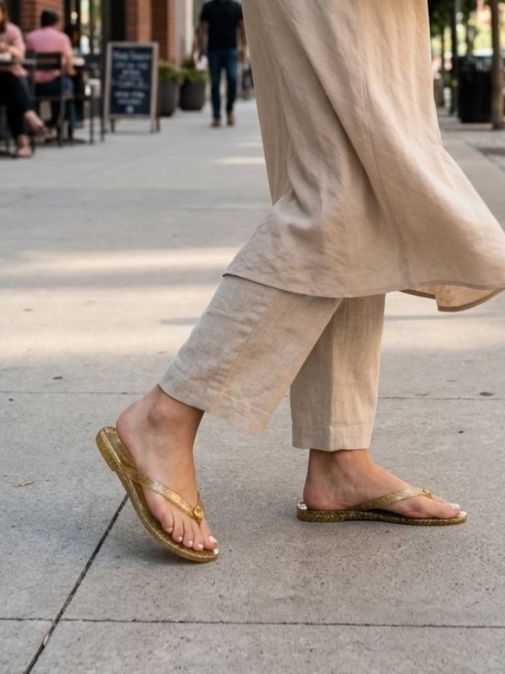 Tory Burch Gold Glitter Flip-Flops